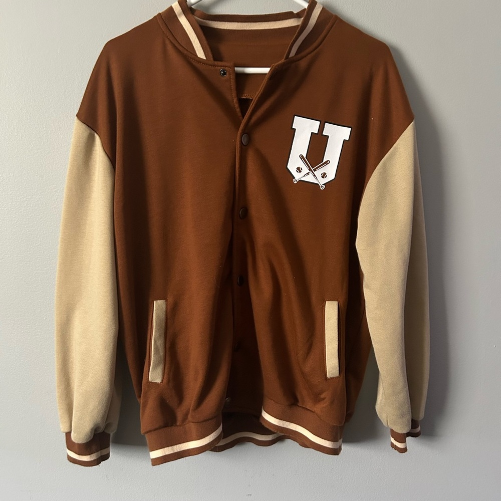 Brown and Cream SHEIN Women’s Size Small USA 1984 Varsity Jacket